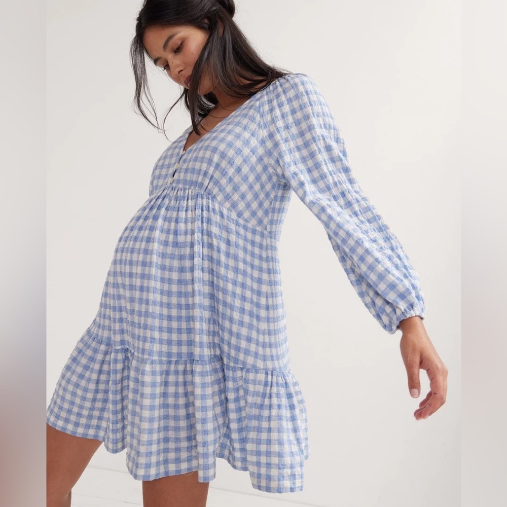 Hatch Kelsey Dress Blue Gingham Size 3 (Large)